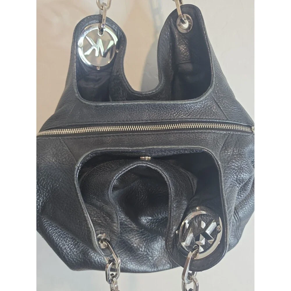 Michael Kors Black Pebble Leather Large Hobo Shoulder Bag